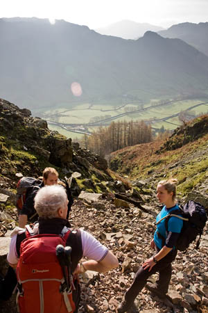 Tony leads a discussion above Langdale with Dave and Abbi Tony leads a discussion above Langdale with Dave and Abbi