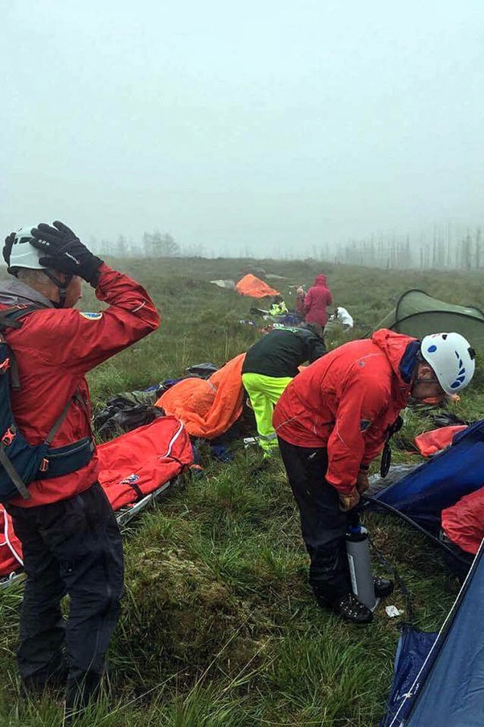 Rescuers at the scene in the Mourne Mountains. Photo: Mourne MRT Rescuers at the scene in the Mourne Mountains. Photo: Mourne MRT
