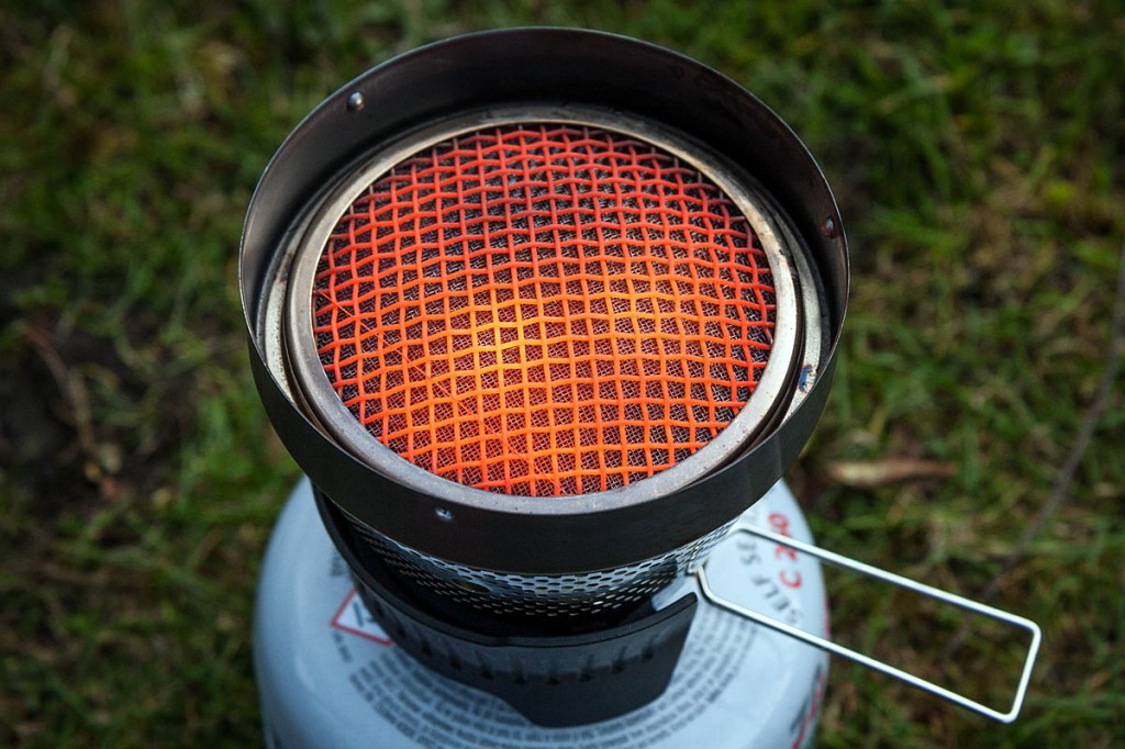 The MSR stove has a radiant burner with indicator wire to help you know it is lit