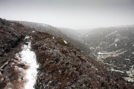 The man was carried down Bleaklow's northern cloughs The man was carried down Bleaklow's northern cloughs