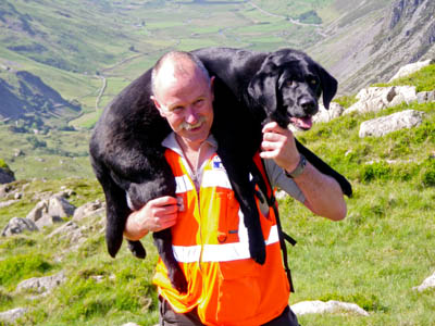 Nero is carried by team member Andy Cornford