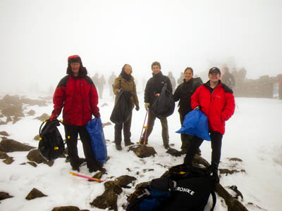 John Muir Trust volunteers on the summit of Ben Nevis during the clean-up