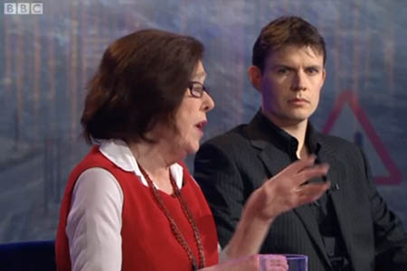 Dorothy-Grace Elder and Paul Cunningham during the Newsnight Scotland discussion