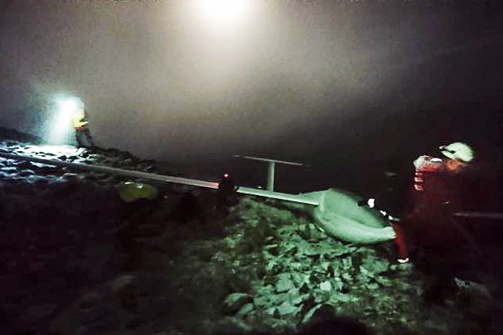 The scene of the glider crash on The Cheviot. Photo: NNPMRT