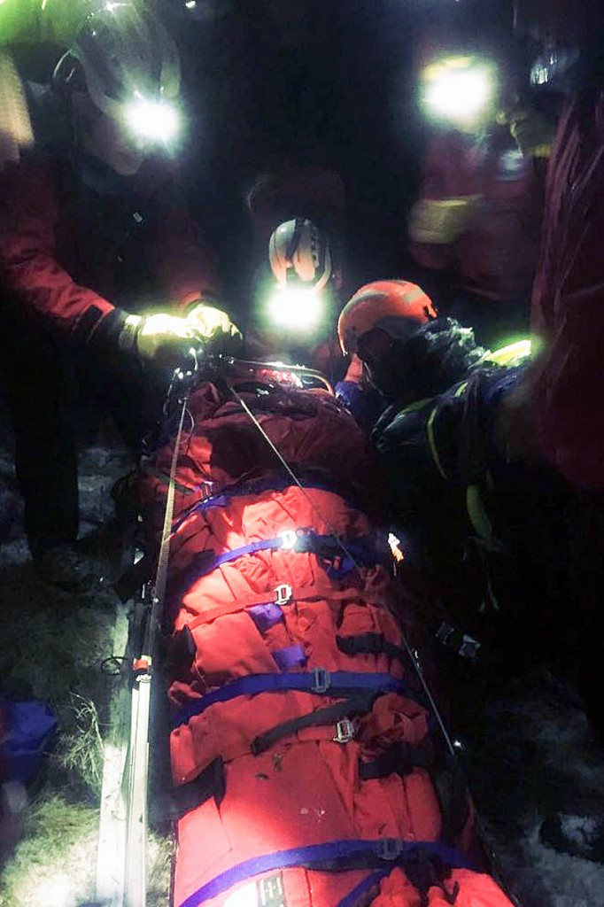 The pilot was secured in a mountain rescue stretcher. Photo: NNPMRT