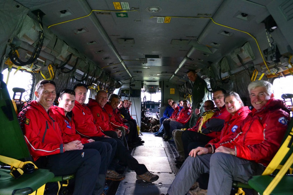 North Dartmoor Search and Rescue Team members in training for the Merlin helicopters. Photo: North Dartmoor SRT
