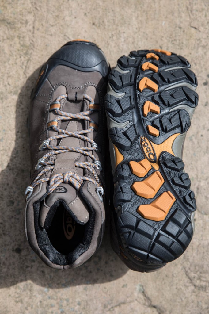 Oboz Bridger Mid Waterproof uppers and sole. Photo: Bob Smith/grough Oboz Bridger Mid Waterproof uppers and sole. Photo: Bob Smith/grough
