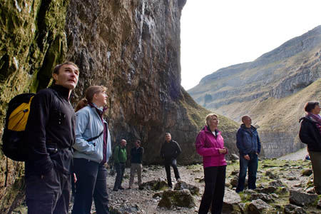 HF Holidays walk leader Andy Hauser, left, with members of the OIA at Gordale Scar HF Holidays walk leader Andy Hauser, left, with members of the OIA at Gordale Scar