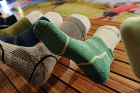 Walking socks on display at OutDoors: sales are on the rise