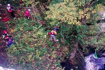 Rescuers at the site at Conwy Falls. Photo: Ogwen Valley MRO Rescuers at the site at Conwy Falls. Photo: Ogwen Valley MRO