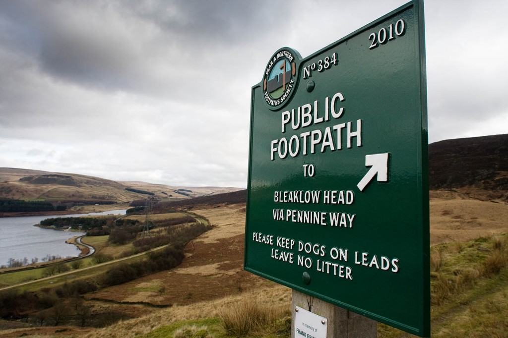 A Peak and Northern Footpaths Society sign on the Pennine Way in Longdendale A Peak and Northern Footpaths Society sign on the Pennine Way in Longdendale