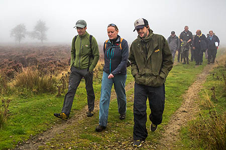 Andy Cave, left, strides out at the event that marked 10 years of increased access. Photo: Peak District NPA