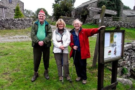 David and Heather Pitt with Ron Scholes, left, at Feizor, on the Pennine Journey route