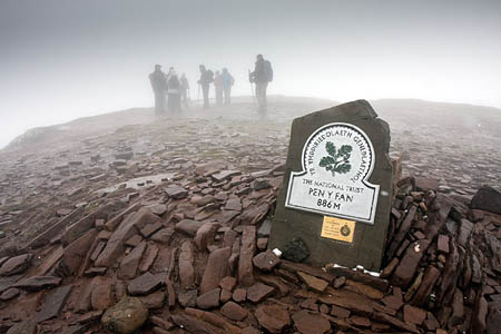 The couple had difficulty finding their way after reaching Pen y Fan's summit in poor visibility