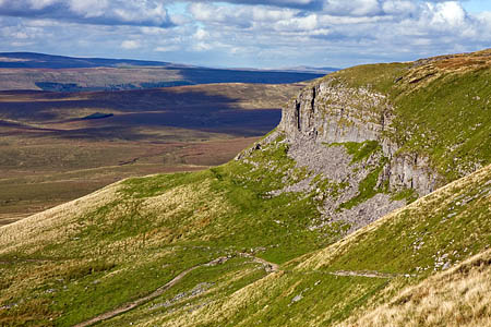 The man was found high on the path between Pen-y-ghent summit and Horton Moor The man was found high on the path between Pen-y-ghent summit and Horton Moor