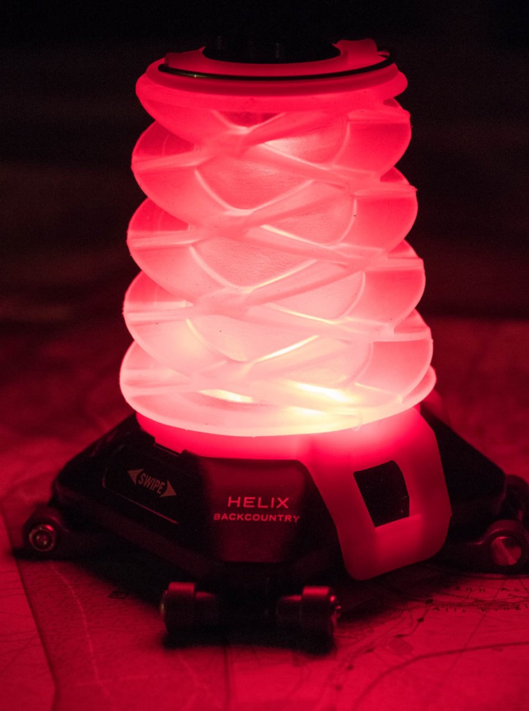Princeton Tec Helix Backcountry in red mode