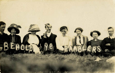 Not a bobble hat in sight: early ramblers show their sense of humour