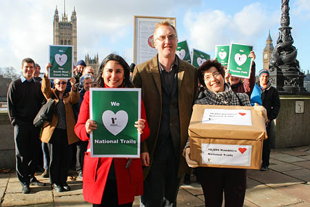 Benedict Southworth, centre, and supporters with the petition Benedict Southworth, centre, and supporters with the petition