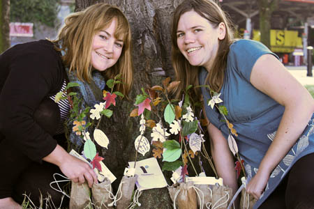 Ramblers campaigners Anastasia French, right, and Angelah Sparg with saplings which were delivered to members of the Independent Panel on Forestry Ramblers campaigners Anastasia French, right, and Angelah Sparg with saplings which were delivered to members of the Independent Panel on Forestry