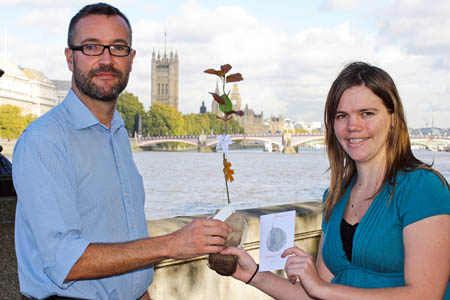 Ramblers campaigns officer Anastasia French hands a tree to forestry panel member and Ramblers chief executive Tom Franklin Ramblers campaigns officer Anastasia French hands a tree to forestry panel member and Ramblers chief executive Tom Franklin