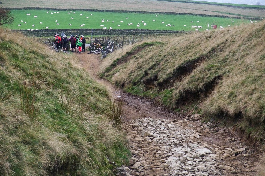The resurfacing work on the Rushup Edge bridleway The resurfacing work on the Rushup Edge bridleway