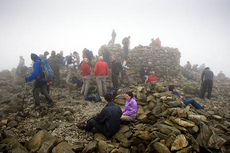 A busy day on Scafell Pike in 2008 as Cumbrians gather to celebrate the upcoming Olympics A busy day on Scafell Pike in 2008 as Cumbrians gather to celebrate the upcoming Olympics