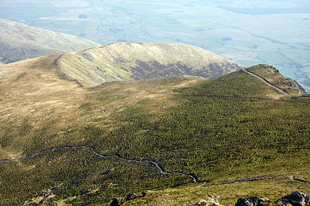 The woman was rescued from Scales Fell, east of Blencathra's summit The woman was rescued from Scales Fell, east of Blencathra's summit