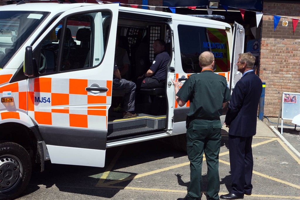 `Neil Marsey of Yorkshire Ambulance Service, left, and the lord lieutenant view the new vehicle
