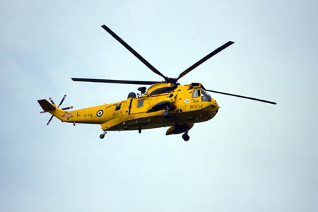 An RAF Sea King from Lossiemouth flew the walker to hospital