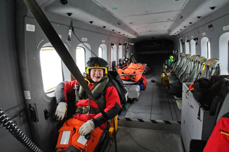 The cabin of a Coastguard Sikorsky S92A