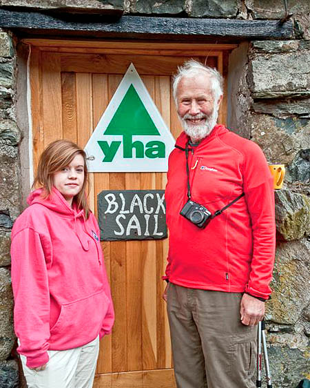 Sir Chris Bonington with a member of the Postellers YHA Group at Black Sail Sir Chris Bonington with a member of the Postellers YHA Group at Black Sail