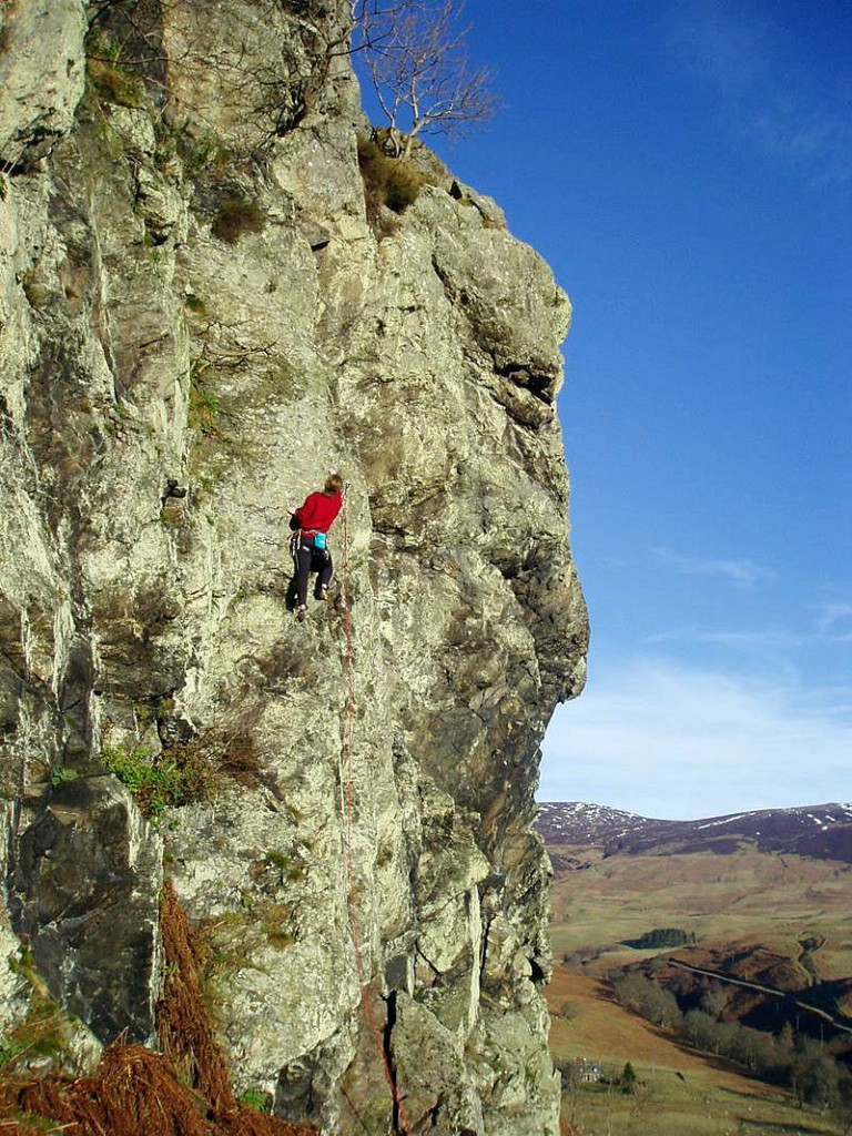 A climber on Lednock Crag near Comrie. Photo: Kev Howett A climber on Lednock Crag near Comrie. Photo: Kev Howett