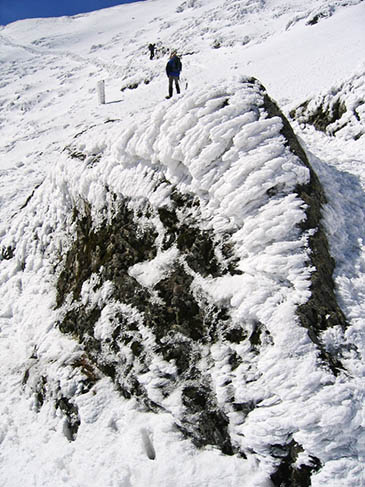 A section of the Pyg Track is covered in hard ice. Photo: John S Turner CC-BY-SA-2.0