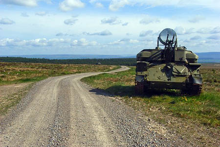 A military vehicle on one of Spadeadam's tracks. Photo: John Hill CC-BY-SA-2.0