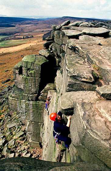 Climbers on Stanage Edge. Photo: Peak District NPA Climbers on Stanage Edge. Photo: Peak District NPA