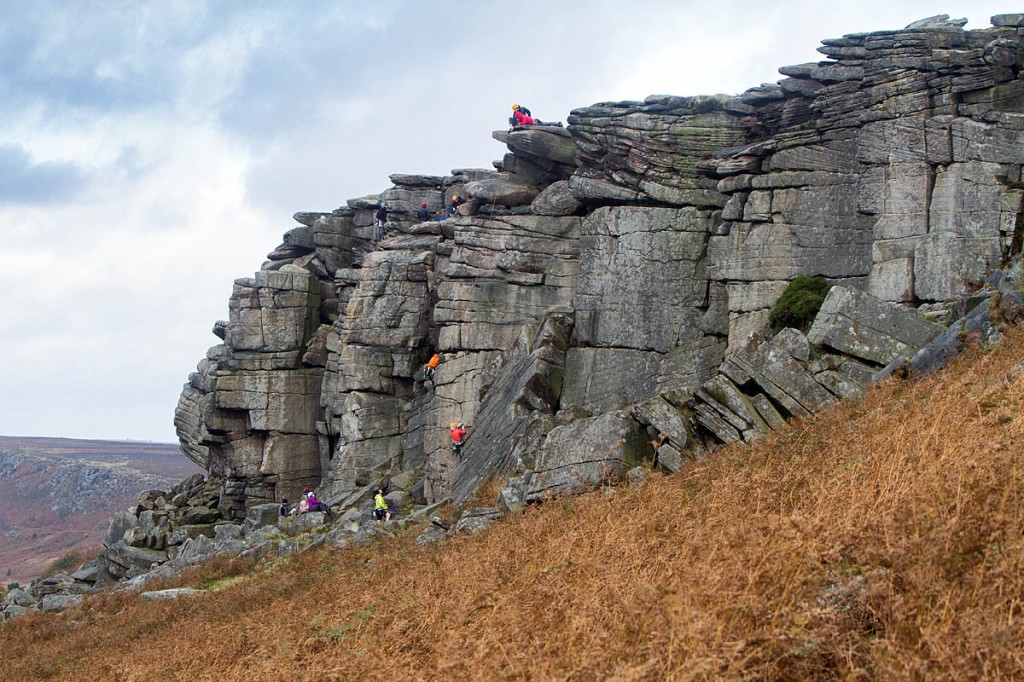 Initial reports suggested the injured climber was cragfast at Stanage Edge