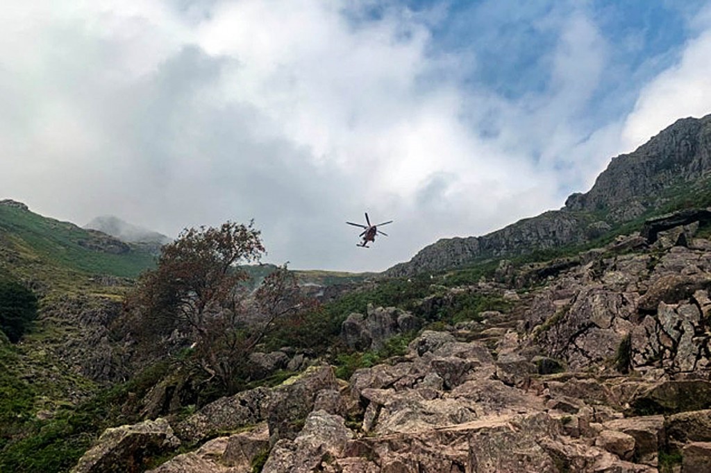 The Coastguard helicopter above Stickle Gill. Photo: Ian Goodall