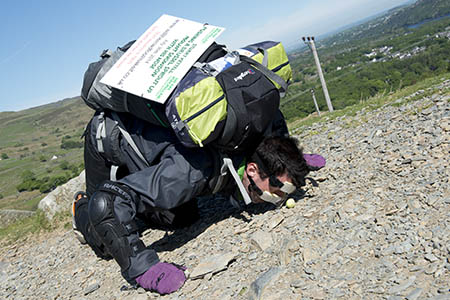 Stuart Kettell is wearing a protective noseguard to push the sprout up the mountain Stuart Kettell is wearing a protective noseguard to push the sprout up the mountain