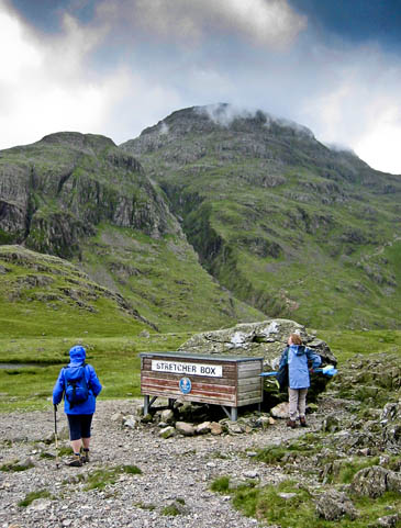 The walkers told rescuers they had passed the stretcher box at Sty Head The walkers told rescuers they had passed the stretcher box at Sty Head