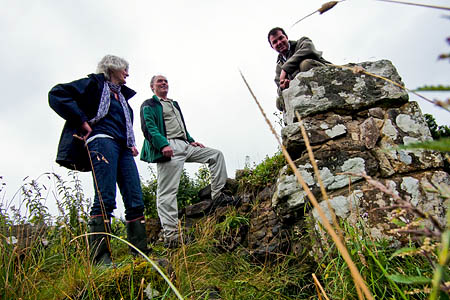 Jan Ashdown of TAG with Graham Gill of the Forestry Commission and MP Guy Opperman at the ruins of Shilla Hill Bastle. Photo: Mark Pinder Jan Ashdown of TAG with Graham Gill of the Forestry Commission and MP Guy Opperman at the ruins of Shilla Hill Bastle. Photo: Mark Pinder