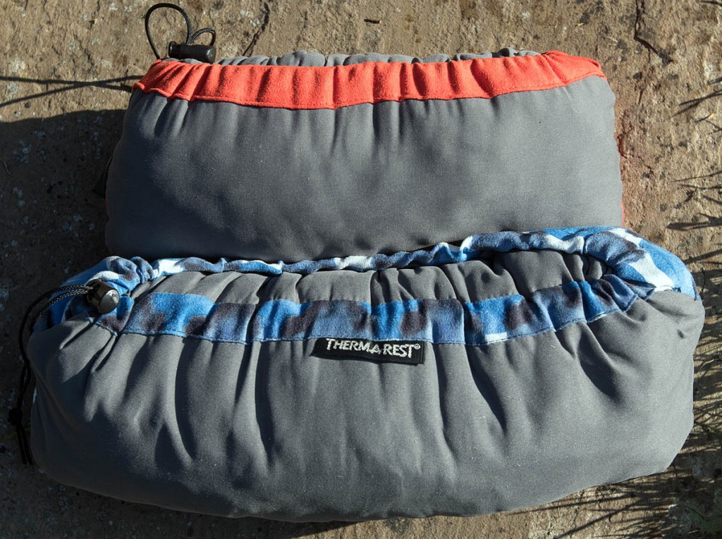 Therm-a-rest Compressible Pillows packed up: small, top, and large Therm-a-rest Compressible Pillows packed up: small, top, and large
