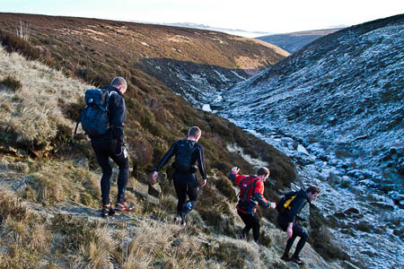 Runners tackle the frozen moors during The Trigger. Photo: Gordon Gibbons Runners tackle the frozen moors during The Trigger. Photo: Gordon Gibbons