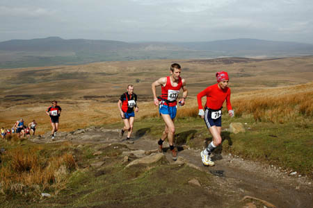 Women's winner Anna Pichrtova heads up Pen-y-ghent during the 2008 Three Peaks Race, which formed the World Long Distance Mountain Running Challenge