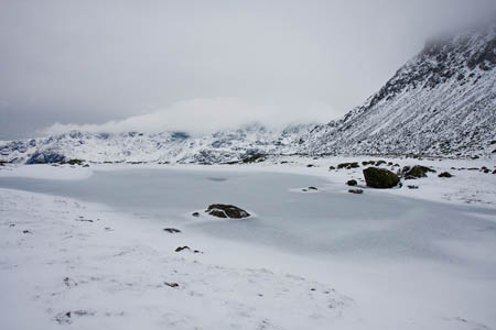 Three Tarns, on the col between Crinkle Crags and Bowfell Three Tarns, on the col between Crinkle Crags and Bowfell