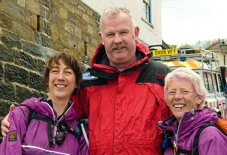 Judy Whiteside, left, and Gail Todd at Robin Hood's Bay, with Huw Birrell, with obligatory Land Rover in the background Judy Whiteside, left, and Gail Todd at Robin Hood's Bay, with Huw Birrell, with obligatory Land Rover in the background