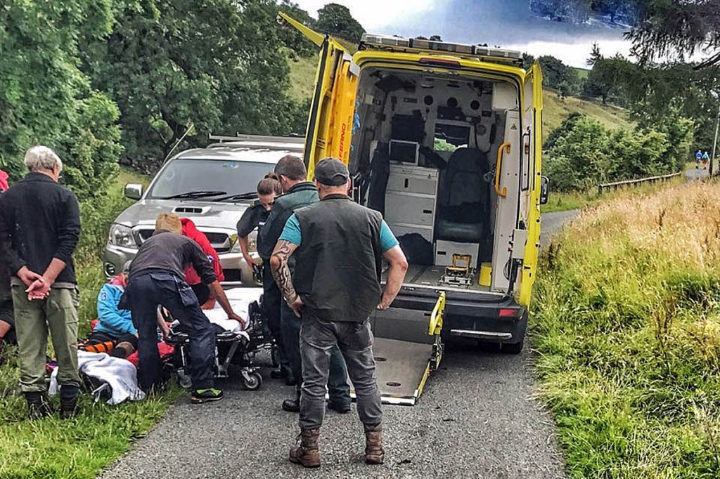 Team members at the scene of the incident in Hebden Gill. Photo: UWFRA