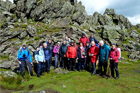 Members of the Wainwright Society on Helm Crag Members of the Wainwright Society on Helm Crag