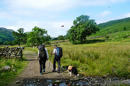 A dog and handler and a Sea King from HMS Gannet joined the search. Photo: Wasdale MRT A dog and handler and a Sea King from HMS Gannet joined the search. Photo: Wasdale MRT