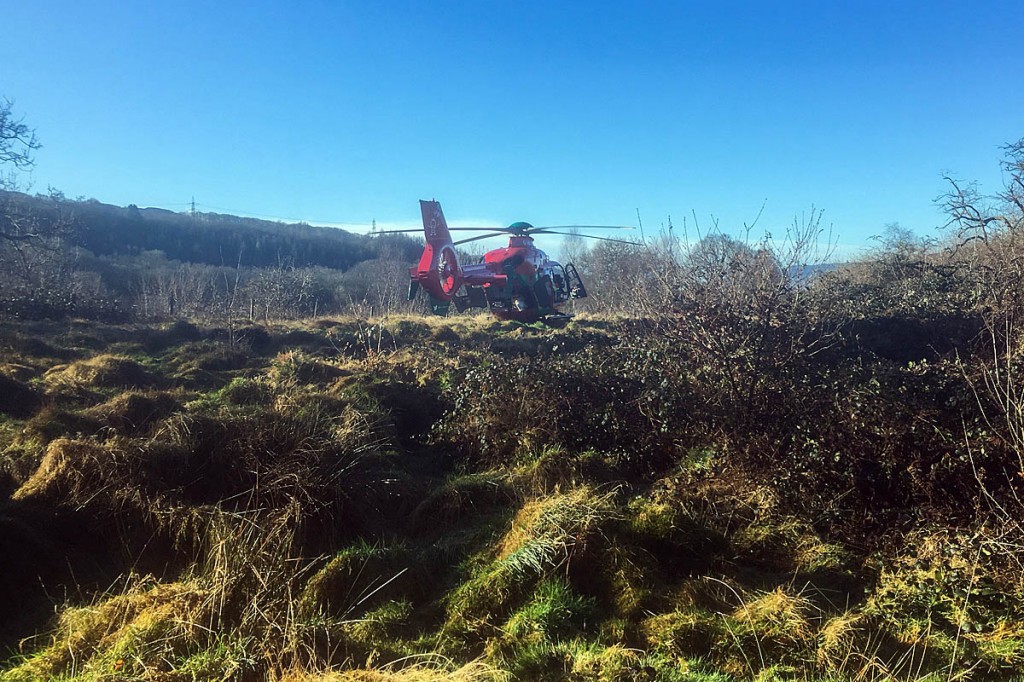 The Wales Air Ambulance at the scene. Photo: Western Beacons MSRT