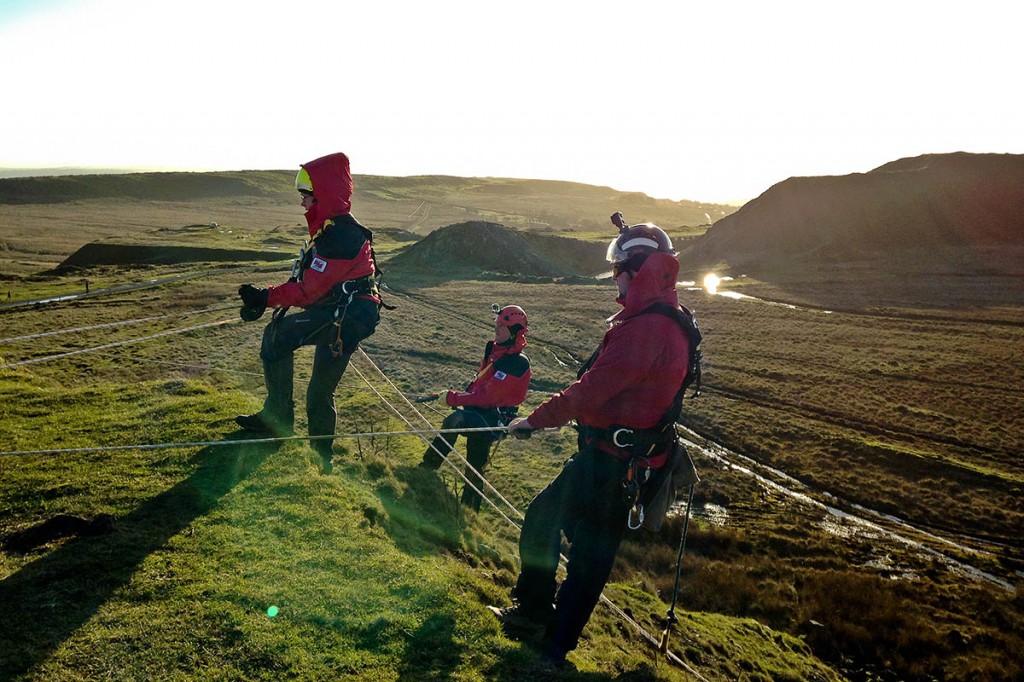 West Midlands Search and Rescue members in a ropes training exercise. Photo: WMSAR